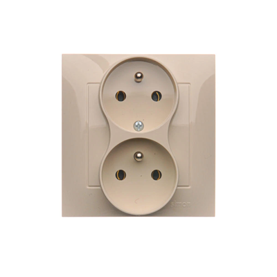 SIMON 54 PREMIUM Earthed double socket outlet with phase invariance function 16A 230V complete cream