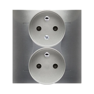 SIMON 54 PREMIUM Earthed double socket outlet with phase invariance function 16A 230V complete silver matt