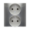 SIMON 54 PREMIUM Earthed double socket outlet with phase invariance function 16A 230V complete silver matt