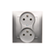 SIMON 54 PREMIUM Earthed double socket outlet with phase invariance function 16A 230V complete silver matt