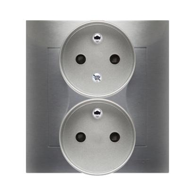 SIMON 54 PREMIUM Earthed double socket outlet with phase invariance function 16A 230V complete silver matt