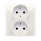 SIMON 54 PREMIUM Earthed double socket outlet with phase invariance function with shutters 16A 230V complete cream