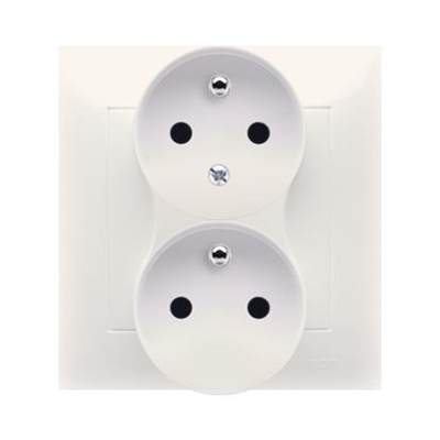 SIMON 54 PREMIUM Earthed double socket outlet with phase invariance function with shutters 16A 230V complete cream