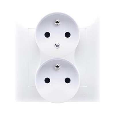 SIMON 54 PREMIUM Earthed double socket outlet with phase invariance function with shutters 16A 230V complete white