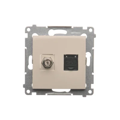 SIMON 54 Presa antenna tipo "F" + presa computer RJ45, categoria 6, crema