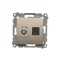 SIMON 54 Presa antenna tipo "F" + presa computer RJ45, categoria 6, oro metallizzato opaco