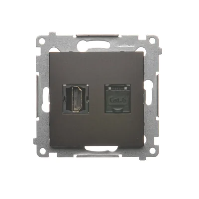 SIMON 54 Presa HDMI + RJ45, categoria 6 (modulo), marrone opaco