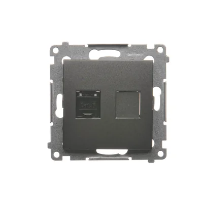 SIMON 54 Presa per computer RJ45 singola, categoria 6, con copertura antipolvere (modulo), antracite metallizzato