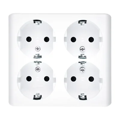 SIMON 54 Presa quadrupla da parete con messa a terra schuko e tapparelle, versione scandinava, 16A 230V, connettori rapidi bianchi