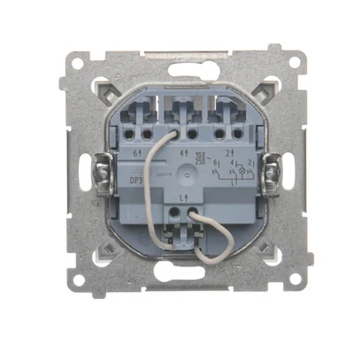 SIMON 54 Pulsador triple retroiluminado (módulo) 10AX 250V conectores rápidos, plata mate, metalizado