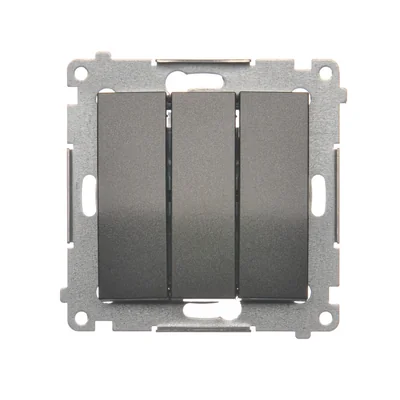 SIMON 54 Pulsante triplo con retroilluminazione (modulo) 10AX 250V connettori rapidi antracite metallizzato