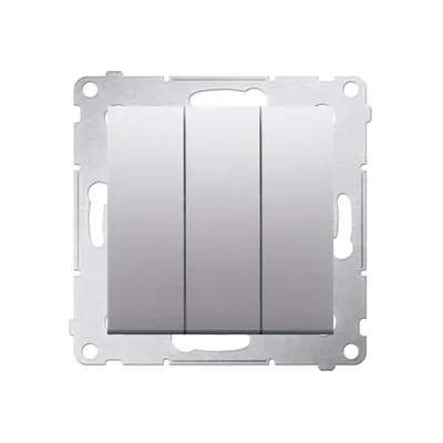 SIMON 54 Pulsante triplo con retroilluminazione (modulo) 10AX 250V connettori rapidi, argento opaco metallizzato