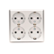 SIMON 54 Quadruple socket-outlet with earthing, Schuko type, with shutters for current paths - Scandinavian version (complete product) 16A, 250V, quick connectors, aluminum, metallized