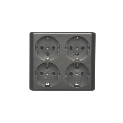 SIMON 54 Quadruple surface-mounted socket outlet with earthing schuko with shutters Scandinavian version 16A 230V anthracite screw terminals