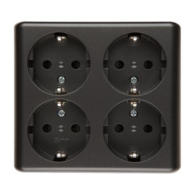 SIMON 54 Quadruple surface-mounted socket outlet with earthing schuko with shutters Scandinavian version 16A 230V anthracite screw terminals