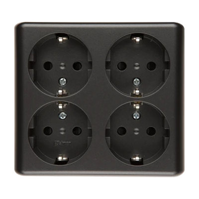 SIMON 54 Quadruple surface-mounted socket outlet with earthing schuko with shutters Scandinavian version 16A 230V quick connectors anthracite