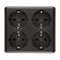SIMON 54 Quadruple surface-mounted socket outlet with earthing schuko with shutters Scandinavian version 16A 230V quick connectors anthracite