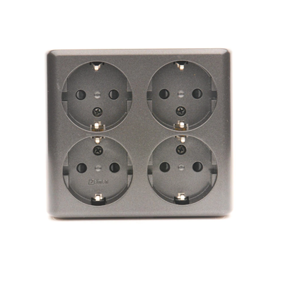 SIMON 54 Quadruple surface-mounted socket outlet with earthing schuko with shutters Scandinavian version 16A 230V quick connectors anthracite