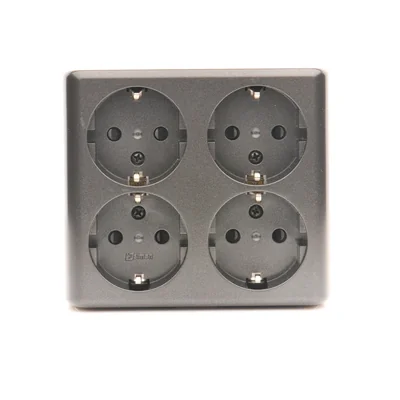 SIMON 54 Quadruple surface-mounted socket outlet with earthing schuko with shutters Scandinavian version 16A 230V quick connectors anthracite