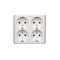 SIMON 54 Quadruple surface-mounted socket outlet with schuko earthing and shutters, Scandinavian version 16A 230V white screw terminals