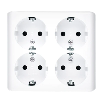 SIMON 54 Quadruple surface-mounted socket outlet with shutters, Scandinavian version, 16A 230V, white quick connectors