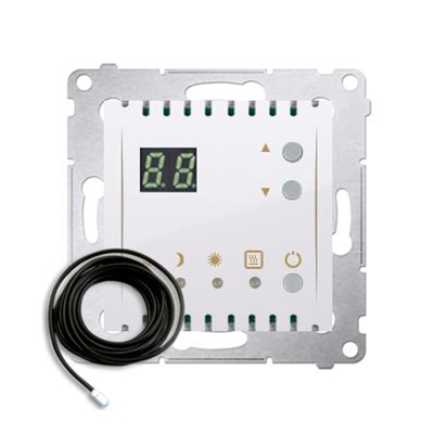 SIMON 54 Regulador de temperatura con display sensor de temperatura externo (módulo) 16A 230V blanco