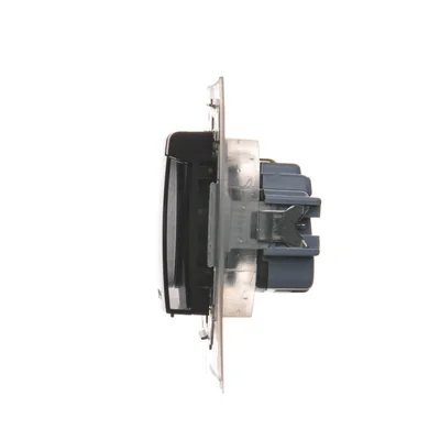 SIMON 54 Schuko socket for IP44 version with shutters with gasket, transparent flap, brown matt