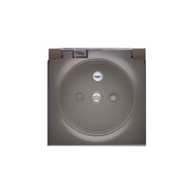 SIMON 54 Socket cover for the IP44 version with brown mat shutters and a transparent flap
