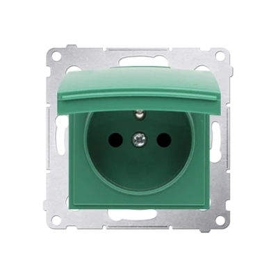 SIMON 54 Socket cover for the IP44 version with green shutters and a green flap