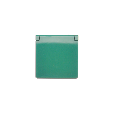 SIMON 54 Socket cover for the IP44 version with green shutters and a green flap
