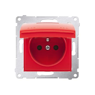 SIMON 54 Socket cover for the IP44 version with red shutters and a red flap