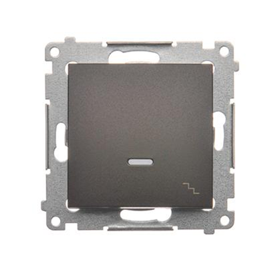 SIMON 54 Stair switch with LED backlight (module) 10AX 250V, quick connectors, brown matt, metallized