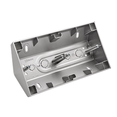 SIMON 54 Surface-mounted corner box, 2-gang metallised silver mat