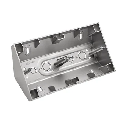 SIMON 54 Surface-mounted corner box, 2-gang metallised silver mat