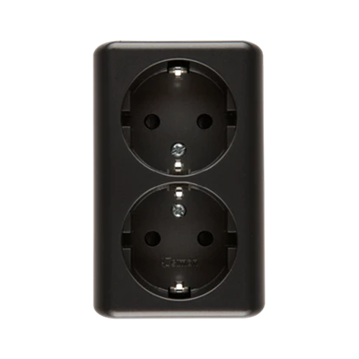 SIMON 54 Surface-mounted double socket outlet with shutters 16A 230V screw terminals anthracite
