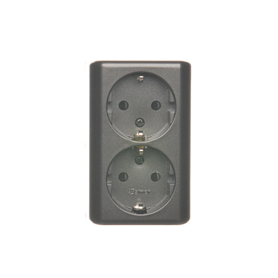 SIMON 54 Surface-mounted double socket outlet with shutters 16A 230V screw terminals anthracite