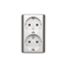 SIMON 54 Surface-mounted double socket outlet with shutters 16A 230V screw terminals silver matt