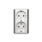 SIMON 54 Surface-mounted double socket outlet with shutters 16A 230V screw terminals silver matt