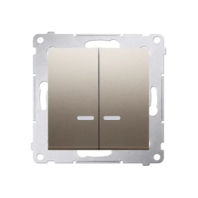 SIMON 54 Svíčkový vypínač s LED podsvícením pro verzi IP44 (modul) 10AX 250V rychlospojky kovová matná zlatá