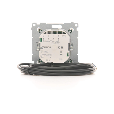 SIMON 54 Temperature controller with display and external sensor (probe) matt silver, metallized