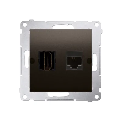 SIMON 54 Toma HDMI + RJ45, categoría 6 (módulo), marrón mate