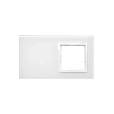 SIMON 54 TOUCH Dalle tactile 2 modules 2 pavés tactiles verticaux + 1 trou pour accessoires blanc perle