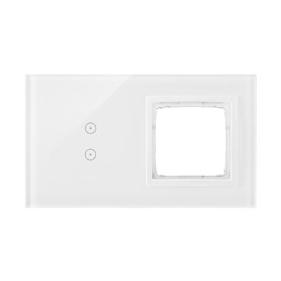 SIMON 54 TOUCH Dalle tactile 2 modules 2 pavés tactiles verticaux + 1 trou pour accessoires blanc perle