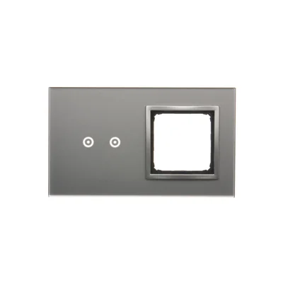 SIMON 54 TOUCH Dalle tactile 2 modules 2 tablettes tactiles horizontales + 1 trou pour accessoires silver fog