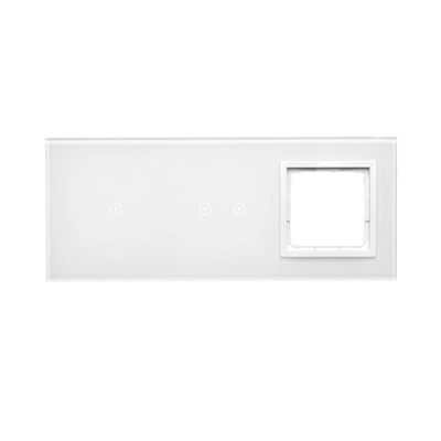 SIMON 54 TOUCH Dalle tactile 3 modules 1 tablette tactile + 2 tablettes tactiles horizontales + 1 trou pour accessoires blanc perle