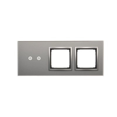 SIMON 54 TOUCH Dalle tactile 3 modules 2 champs tactiles horizontaux + 2 trous pour accessoires silver fog