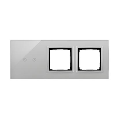 SIMON 54 TOUCH Dalle tactile 3 modules 2 champs tactiles horizontaux + 2 trous pour accessoires silver fog