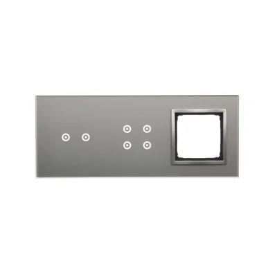 SIMON 54 TOUCH Dalle tactile 3 modules 2 tablettes tactiles horizontales + 4 tablettes tactiles + 1 trou visserie silver fog