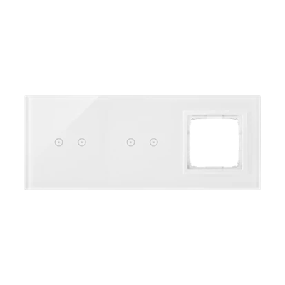 SIMON 54 TOUCH Dalle tactile 3 modules 2 touchpads horizontaux + 2 touchpads horizontaux + 1 trou pour accessoires blanc nacré