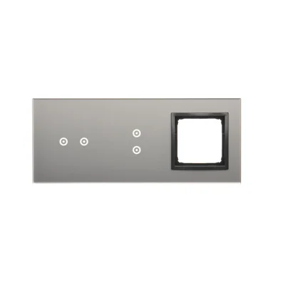 SIMON 54 TOUCH Dalle tactile 3 modules 2 touchpads horizontaux + 2 touchpads verticaux + 1 trou pour accessoires storm cloud